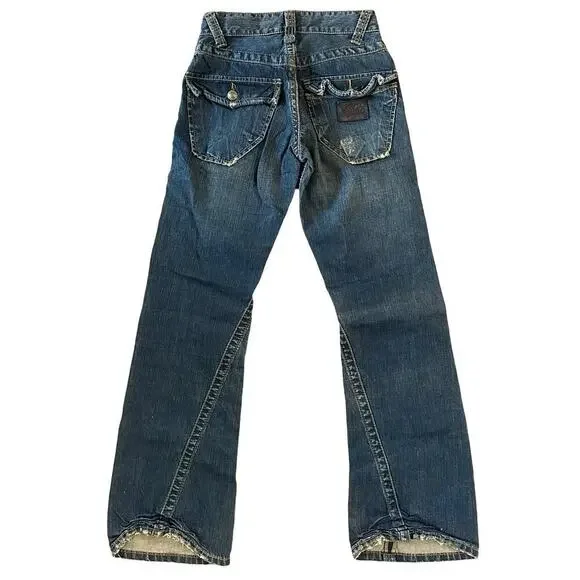 Stitch's Y2K Nebraska Flare Wide Leg Button Fly Buffalo Nickel Jeans Size 28 NWT - Picture 2 of 9